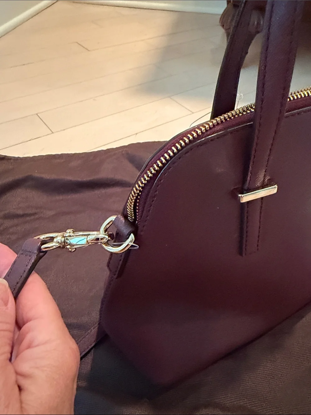 kate spade Plum Leather Dome Satchel with Gold Hardware
